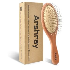 Arshray Bamboo Hair Brush-Detangling, Scalp Massage, Smooth, Wet/Dry Brush NEW